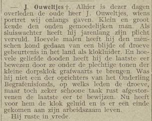 Jan Ouweltjes overleden